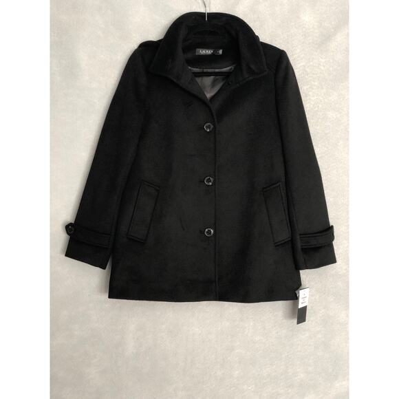 Lauren Ralph Lauren Hooded Coat Women's Size 2 A-line Black NEW - Picture 1 of 10